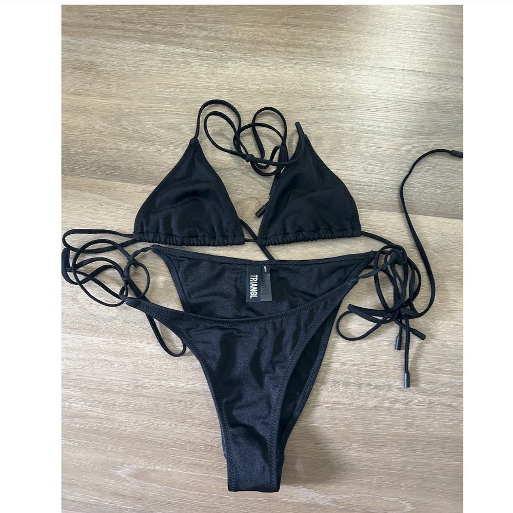 Small Triangl Vinca Ebony Black Bikini Set